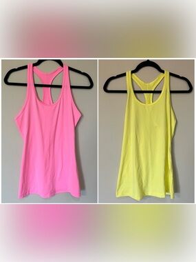 Nike Dri-Fit Racerback Tank Tops Lot of 2 Women's Size Medium Pink Yellow